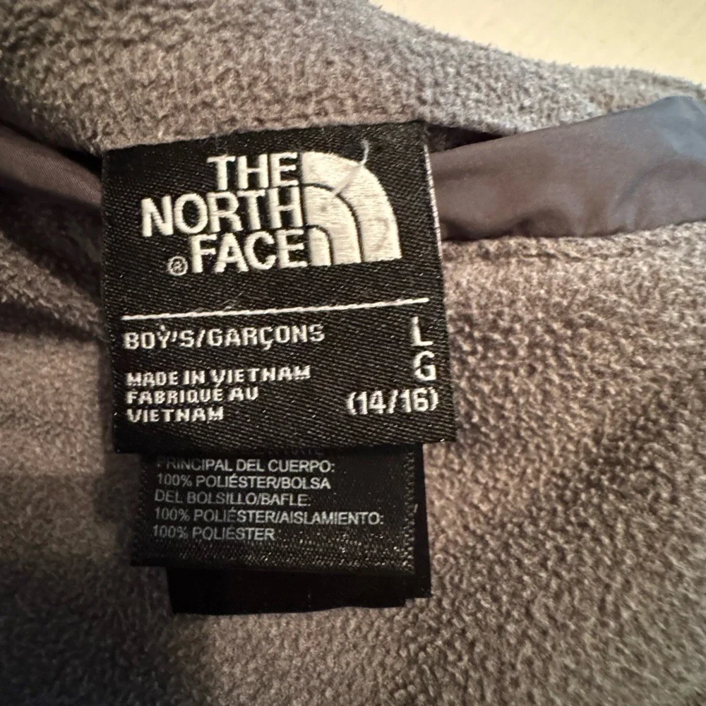 The North Face Boys Hooded Midweight Fleece Jacket Large Grey Outdoors Winter